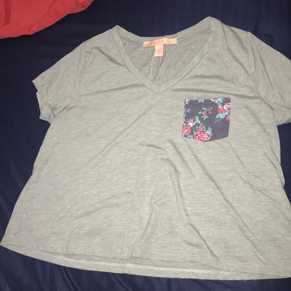 Gray Cropped V-Neck